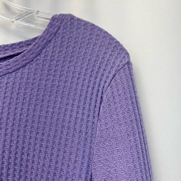 Uhapy Womens Casual Top Purple Long Sleeve Twist Front Waffle Knit Small - Picture 4 of 10